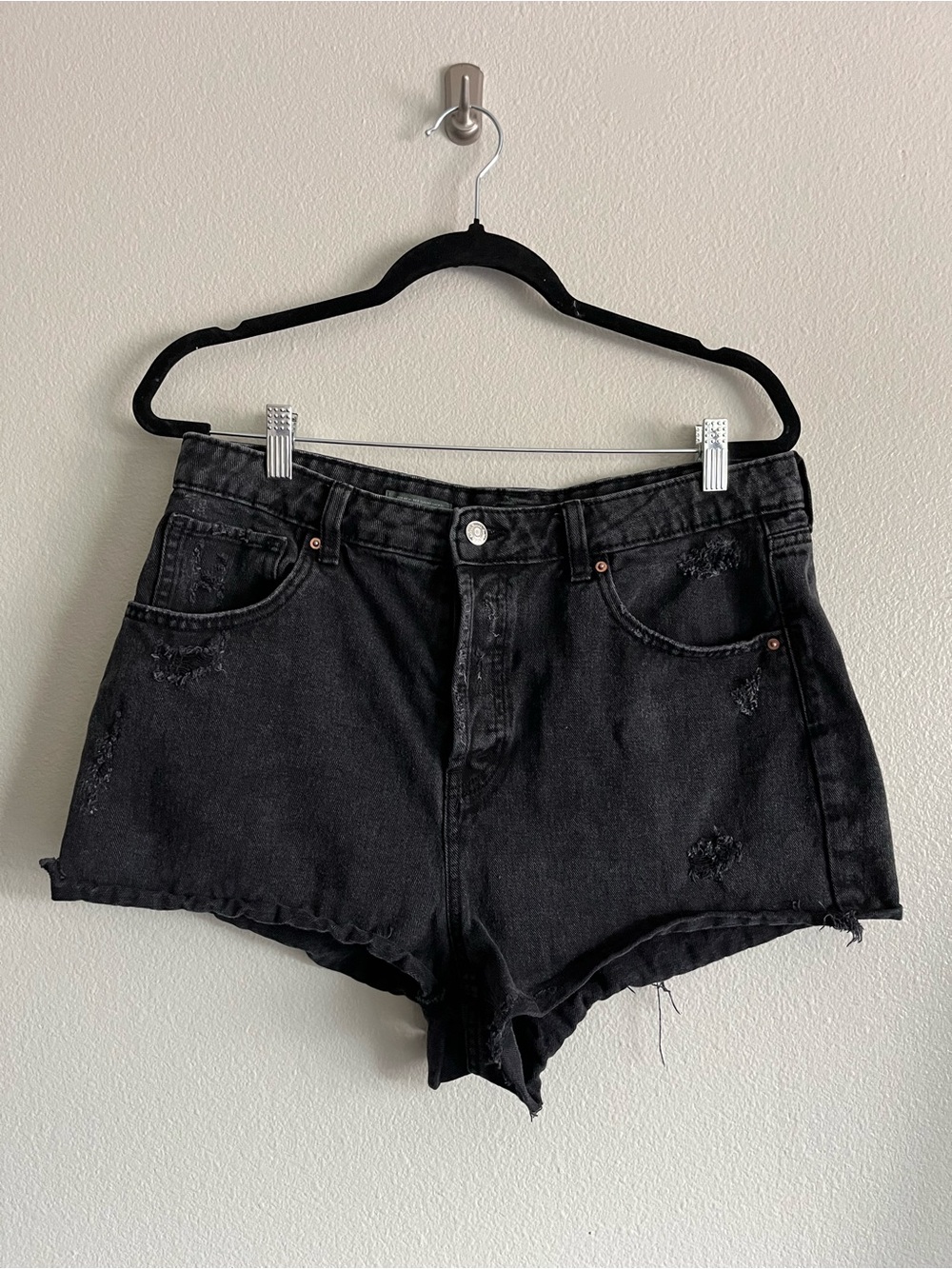 High-Rise Black Denim Shorts